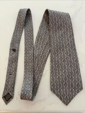 Sepia Silk Classic Men's Gray Patterned Tie